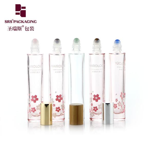 Thick Bottom Molded Glass Roller Bottle Perfume Packing 15ML With Bamboo Cap