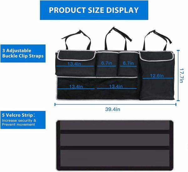 Premier SUV Truck 4 Pockets 2 Mesh Pouches Car Trunk Hanging Back Seat Storage Bag Organizer