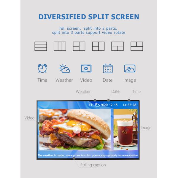 55inch Lcd установленный стеной рекламируя монитор дисплея крытое 250cd/M2