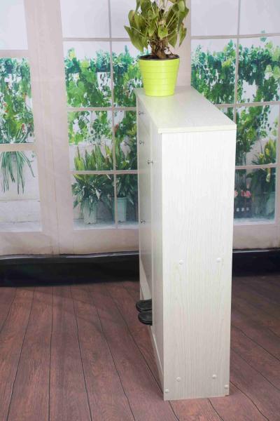 Apartment Slim Shoe Storage Cabinet , 3 Removable Shelves Wooden Shoe Rack With Doors
