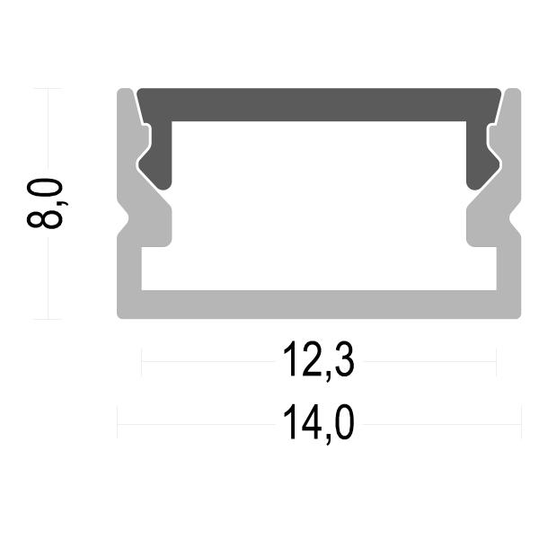 Canal anodizado 14*8mm de alumínio da extrusão do perfil da tira do diodo emissor de luz para a montagem de superfície