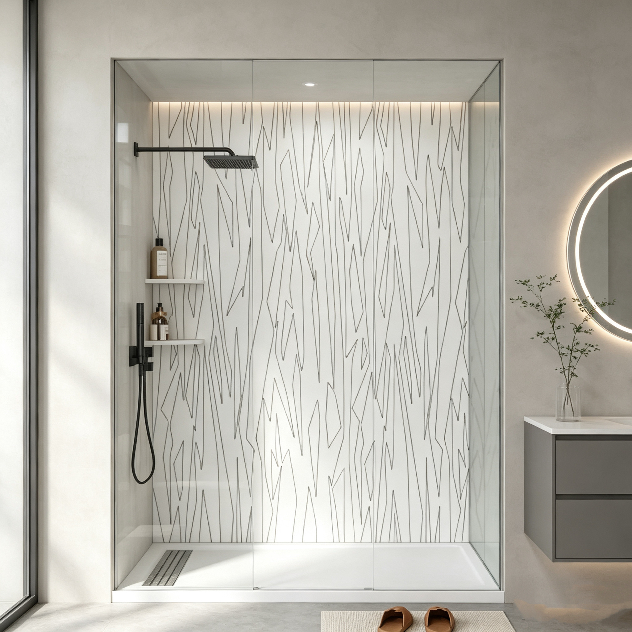 Abstract solid surface shower panels Non Porous Wall tub surround panels Slab