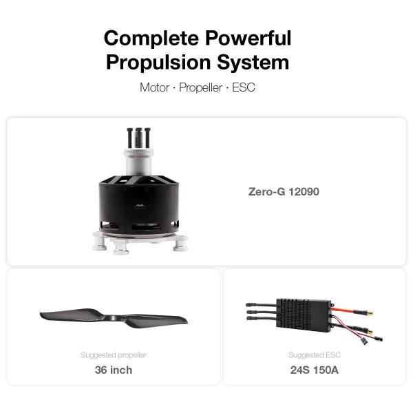 Moteur BLDC 12090, poussée de 42KG, 9KW pour drones de levage lourd