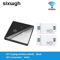 RF433 interruptor de controle remoto sem fio Crystal Glass Panel Touch Switch 10A
