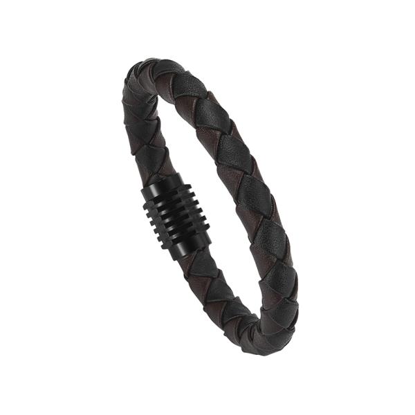 Hot stainless steel magnet buckle leather rope bracelet men custom leather bracelet