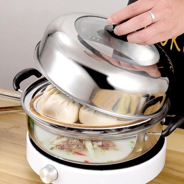 Wholesale 28cm Cooking Pot 2 Layer Cooking Steamer Stainless Steel Food Steamer Steamer Pot With Lid