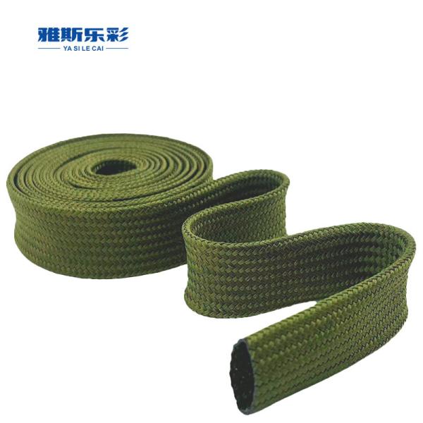 Cotton Nylon Sleeve Green Mesh Braided Sleeving For Wiring Harness
