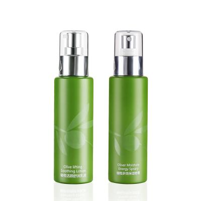 Plastic 4 OZ Matte Cosmetic PET Bottles Custom Color With Silver Pump