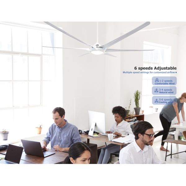 100-Inch Large Plastic Ceiling Fan Light with DC Motor and Remote Control for Open Spaces
