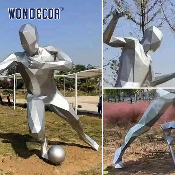 Технология ковки металла на открытом воздухе Геометрический спорт Мужская скульптура из нержавеющей стали