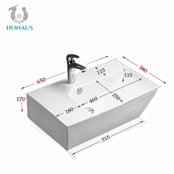 OEM ODM Ceramic Square Wall Hung Basin Porcelain Wall Mount Sink