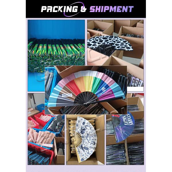 Custom Printed Large 33 cm Portable Painted Design Rave Bamboo Folding Hand Fan for Music Performance Festivals and Parties