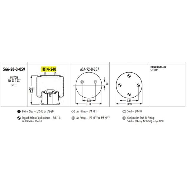 1R14-240 Goodyear Air Spring 566-28-3-059 Hendrickson S-24445