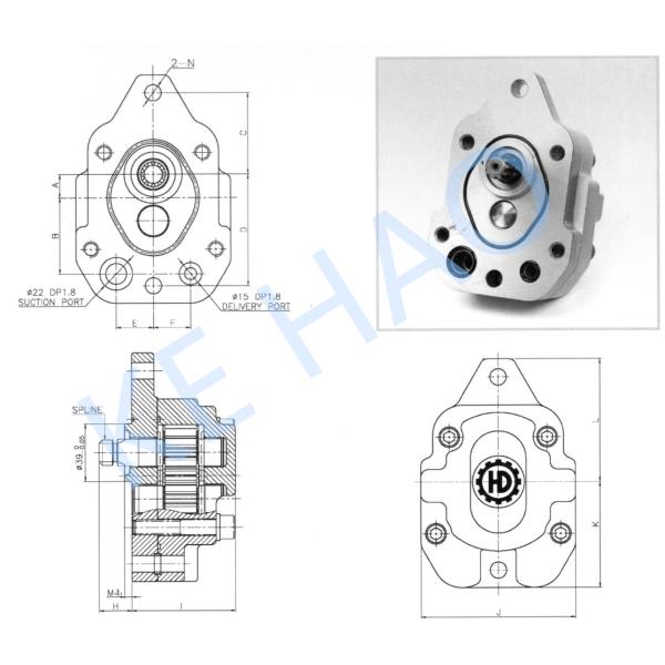 Bomba de engrenagem hidráulica comercial de A8V55 KATO450/hidro tamanho da bomba de engrenagem personalizado