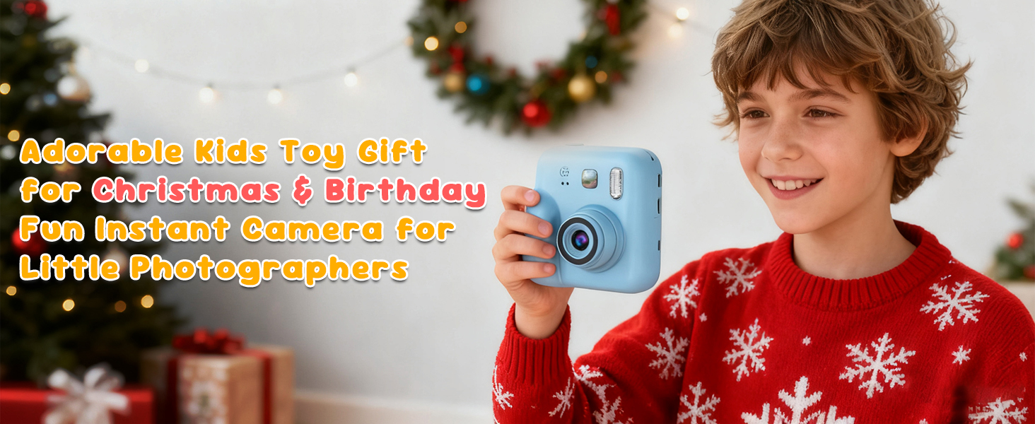 Hot Selling Kids Instant Print Camera 1080P HD with 32GB SD Card & 4 Paper Rolls for Christmas & Birthday Gifts Ages 3-12 (Blue)