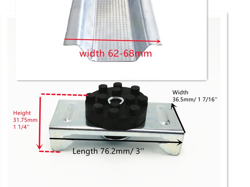 Green Sound Isolation Clips Installation Hat Furring 62MM Ceiling Sound Isolation Clips