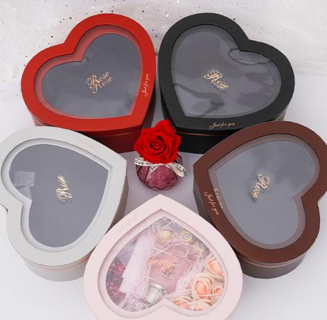 Heart Mickey Valentines Gift Box  Floral Rigid Cardboard Boxes  PVC Window Display