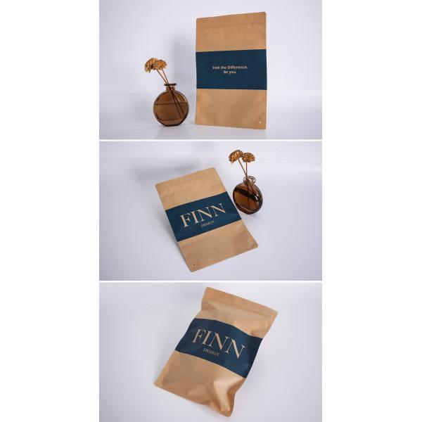 Eco Friendly Zipper Pouch Custom Printed Kraft Paper Coffee Bags With Valve Zip Lock Food Grade Packaging