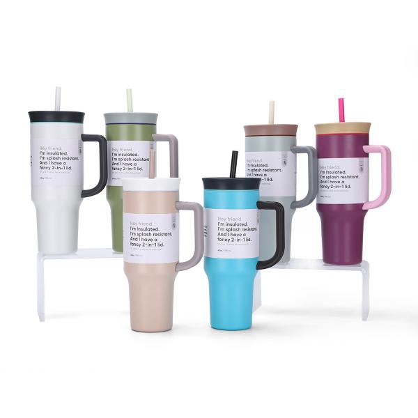 40oz Capacity Portable Water Cup with Straw Made of 304 Stainless Steel