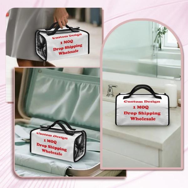 DuPont Travel Folding Storage Cosmetic Bag, pu lether Travel Makeup Organizer Bag, Foldable Toiletry Bag With Detachable Pouches, Large Capacity 4-In-1 Roll-Up Cosmetic Storage With Handle For Women