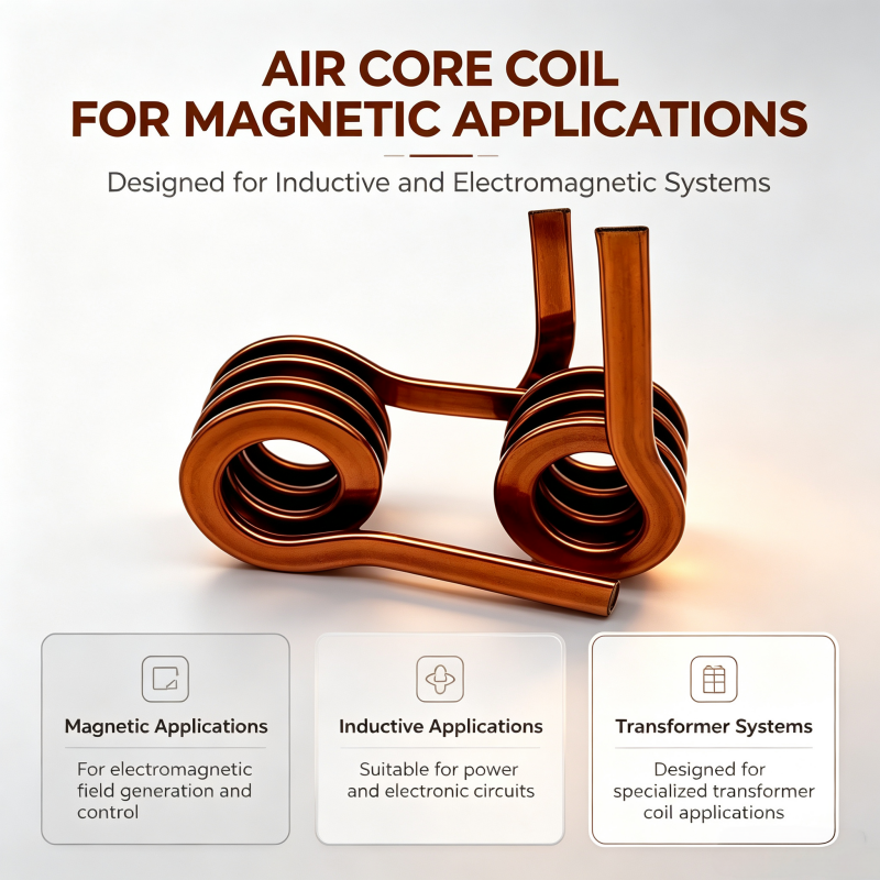 Enameled Flat Copper Wire Air Core Coil Magnetic Inductor with 50KHz ~ 500KHz Frequency Range and Customized Winding