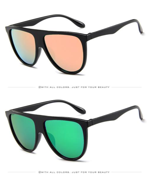 Vintage Retro BSCI Flat Top Sunglasses Thin Shadow Luxury Designer Large Black Shades