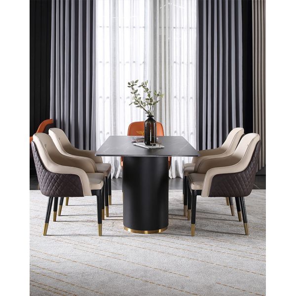 Synthetic Leather Optional Dining Room Chair with Durable Solid Wood Leg and Stainless Steel Frame Nordic Luxury Design