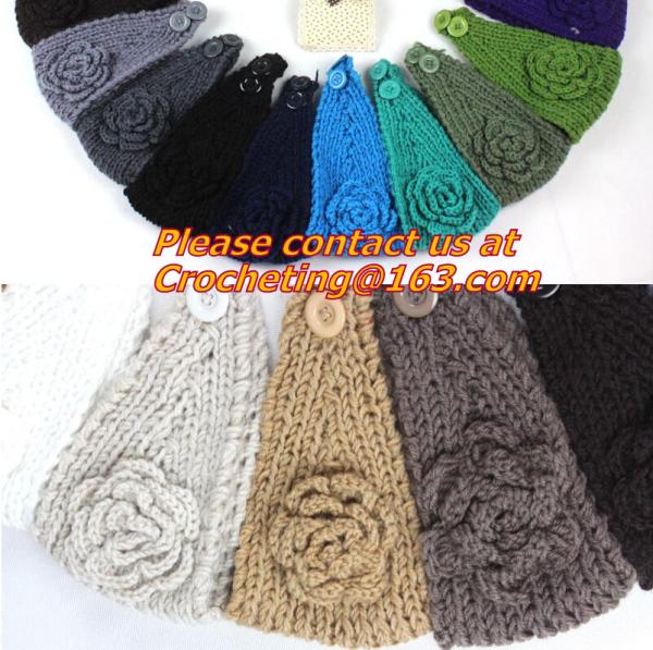 Women knitted headband with flower,crochet headband- Handmade tenia, Hair Accessories