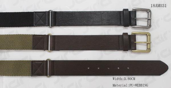 Old Brass Fixed Roller Buckle Cool Web Belts , PU Tip Khaki / Coffee Boys Web Belt