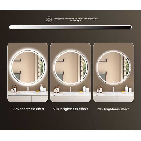 Modern Anti-Fog LED Light Touch Switch Wall-Mounted Luxury Mirror for Bathroom Decoration for Hotels Apartments Villas IP44
