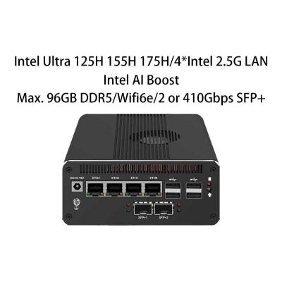 Zynshield AI Mini PC Intel Ultra 125H 155H 185H Wifi6e 10G SFP+ 40G QSFP+ Max. 96GB DDR5