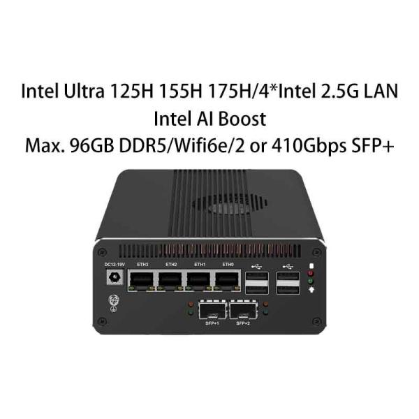 Zynshield AI Mini PC Intel Ultra 125H 155H 185H Wifi6e 10G SFP+ 40G QSFP+ Max. 96GB DDR5