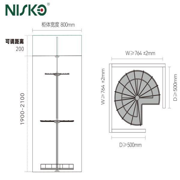 Rotating Closet Rod Revolving Baskets Corner Carousel Wardrobe Accessories