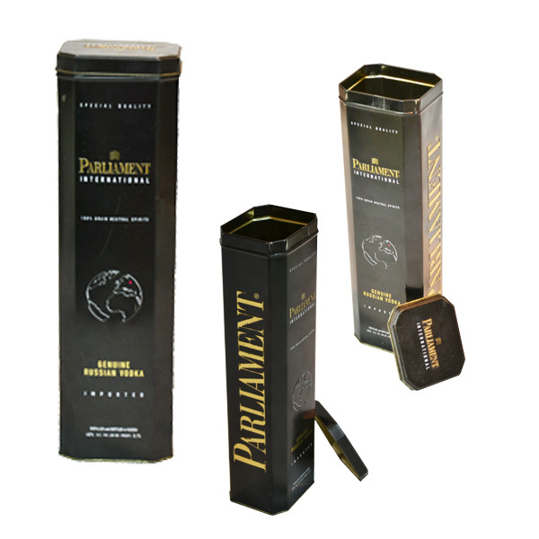 FDA Promotional Tin Cans , Octagon Champagne Dessert Wine Tin Box
