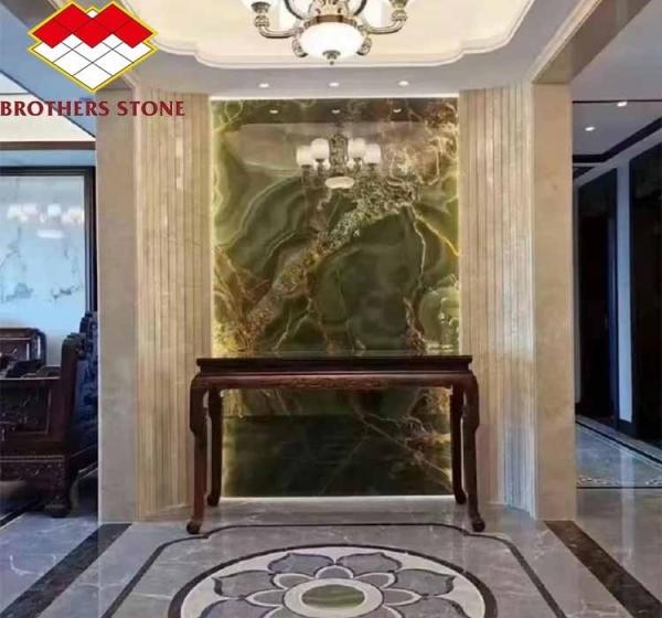 Exquisite Sapphire Green Onyx Marble Jade Stone Slab for Living Room Dining Bedroom