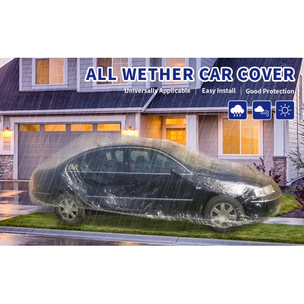 Disposable Car Covers，12.5 x 21.7ft Universal Clear Plastic Car Cover，Disposable Full Exterior Covers Elastic