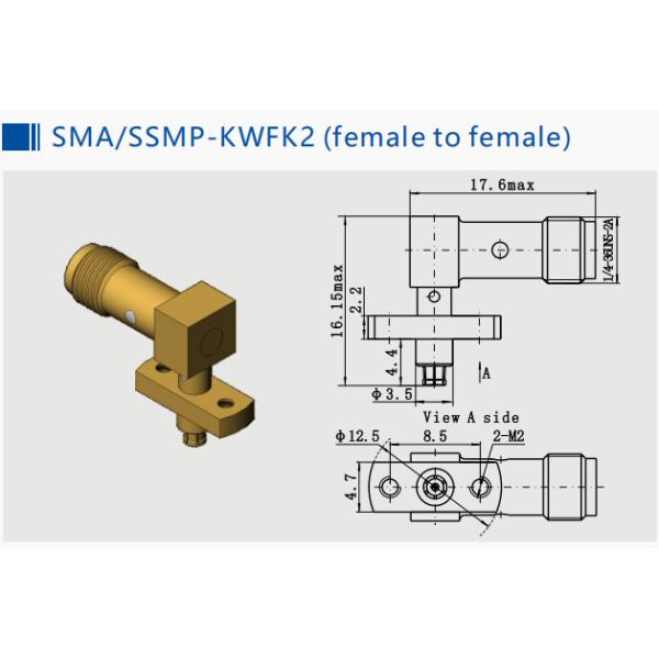2 agujeros de montura de brida SMA Femenino / Jack a Mini SMP (SMPM, SSMP) Femenino / Jack Adaptadores hasta 18GHz
