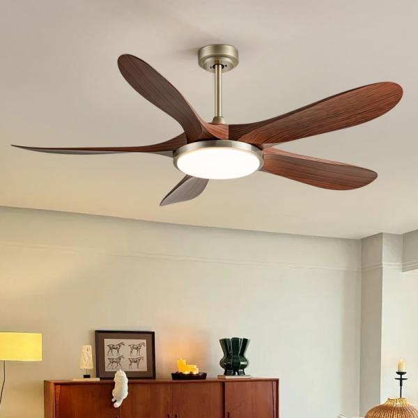 Manufacturer 56-Inch Modern Ceiling Fan With 5 ABS Blades And Iron Lamp Body DC Motor Remote Control For Living Room
