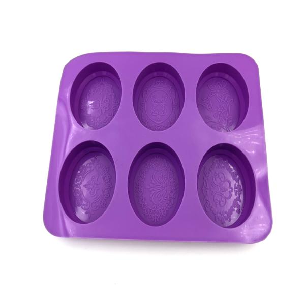 Durable Oval Silicone Soap Mold Lightweight Odorless Purple Color