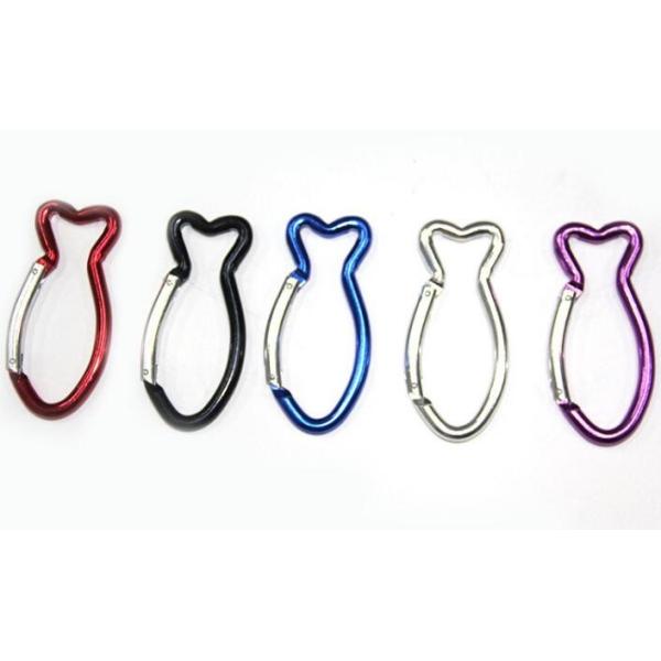 62x25x5mm Assorted Color Fish Shaped Aluminum Snap Hook Aluminum Carabiner