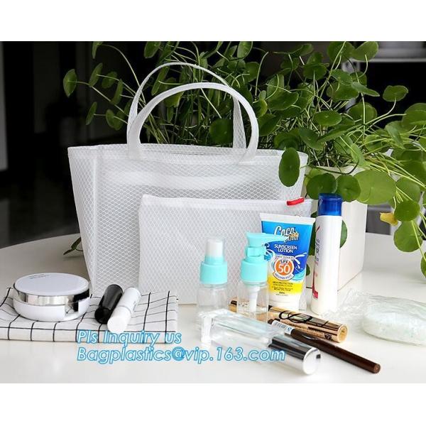 cosmetic PVC mesh bag, vinyl pvc zipper blanket bags/small mesh zipper bags/zipper bag, Mesh Makeup Brush Organizer Trav