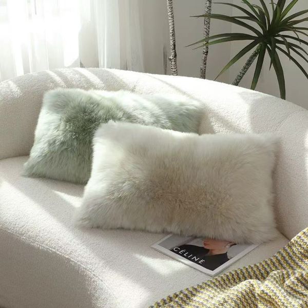 40x40cm Wool Faux Fur Pillow Bedroom Sofa Household Items