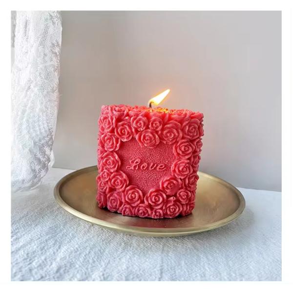 3D Silicone Valentine Flower Rose Pillar Candle Mold For DIY Candle Making