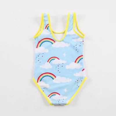 Kid's  rainbow print  sport style swimwear one piece swimsuit