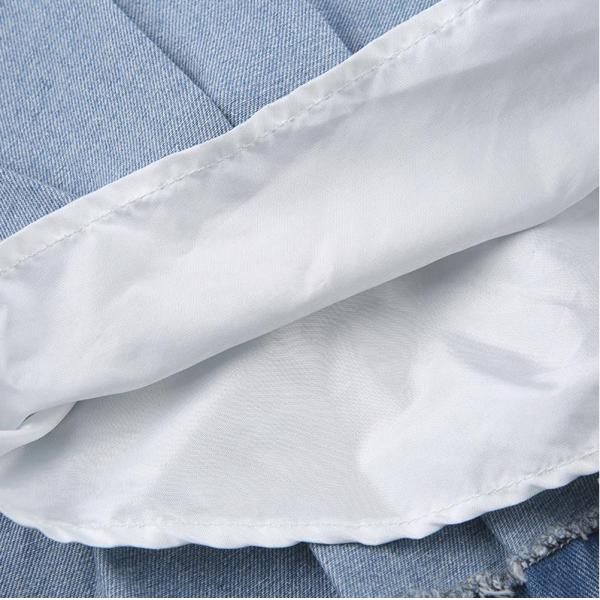 Юбка женщин изготовителей одеяния OEM плиссированная с поясом a - линией юбкой джинсовой ткани талии юбки высокой