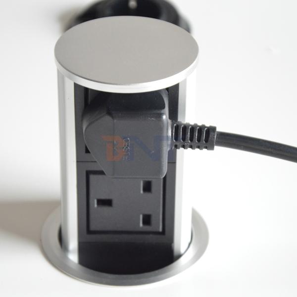UK Plug Type Pneumatic Lifting Outlet Pneumatic Pop up Power Socket for Hidden Kitchen