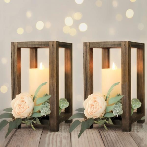 Wooden Candle Holder Farmhouse Home Candle Lantern Decor Outdoor Wood Shelf Wedding Gifts Living Room Patio