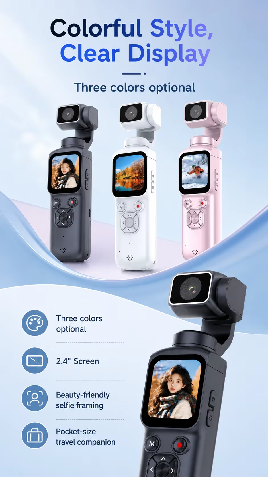 WiFi Handheld Action Camera Portable HD Pocket Camcorder Anti Shake Ultra Clear Motion Recording