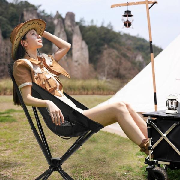 Portable Camping Moon Chairs For Adults 5 Seconds Folding Hiking Fishing Outdoor Rotation