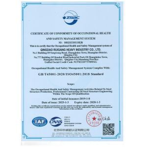Qingdao Ruigang Steel Structure Co., Ltd. Certifications
